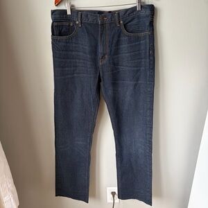 Lands End Mens Dark Wash Straight Fit‎ 100% Cotton Jeans-Size 34 - 29.5 Inseam